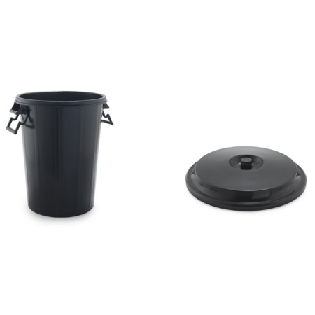CUBO INDUSTRIAL CON TAPA NEGRA 100L