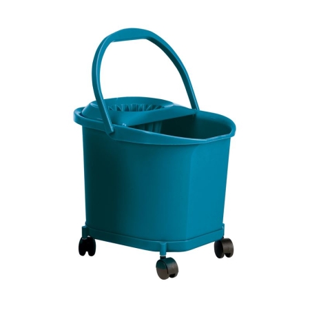 CUBO FREGASUELOS DE 16 LITROS, CON RUEDAS. AZUL
