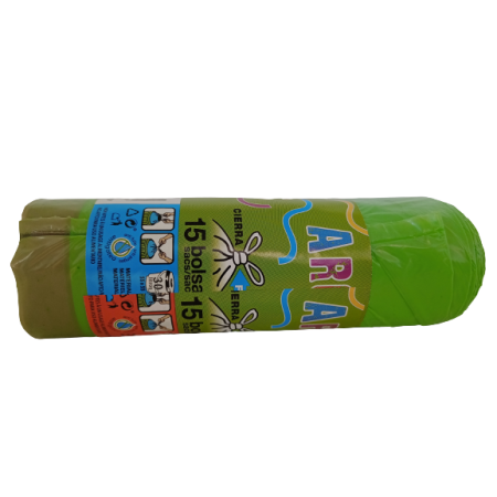 BOLSA BASURA VERDE 55X56 CON CIERRA FACIL