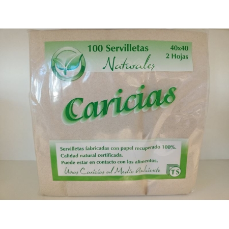 SERVILLETA 40X40 2 CAPAS, PLEGADO 1/4, NATURAL ECOLOGICA
