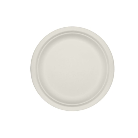 PLATO BLANCO FIBRA DE CAÑA ECOLOGICO 22CM