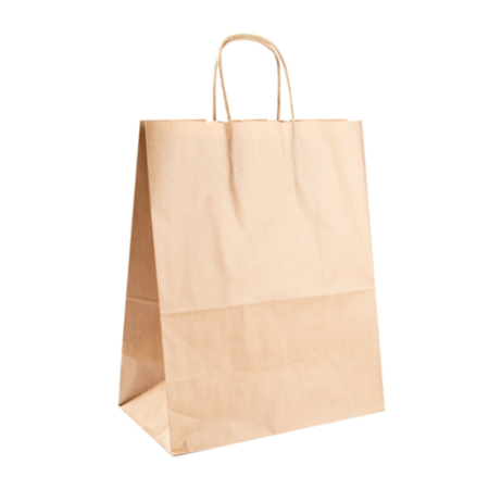 BOLSA PAPEL KRAFT SOS CON ASA 26+14X32CM