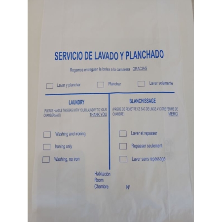 BOLSA CELULOSA PARA LAVANDERIA BLANCA IMPRESA 30+9X58