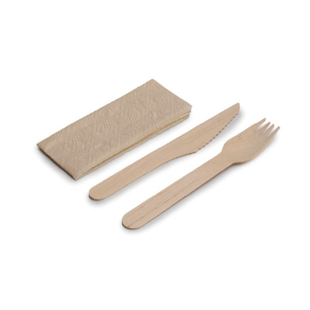 SET DE MADERA 3 EN 1 PREMIUM (SERVILLETA+TENEDOR+CUCHILLO)