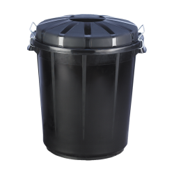 CUBO INDUSTRIAL NEGRO CON TAPA 70L