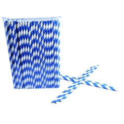 CAÑA DE PAPEL RECTA RAYADA AZUL 200X6