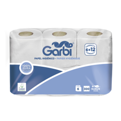 HIGIENICO DOMESTICO GARBI 2 CAPAS, 300 SERVICIOS, FARDO 48 ROLLOS