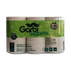 HIGIENICO DOMESTICO GARBI NATURA 2C 300 SERVICIOS, FARDO 48 ROLLOS