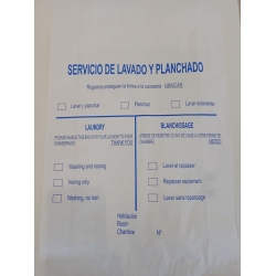 BOLSA CELULOSA PARA LAVANDERIA BLANCA IMPRESA 30+9X58