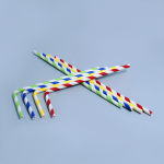 CAÑA DE PAPEL FLEXIBLE DE COLORES RAYADOS 220X6