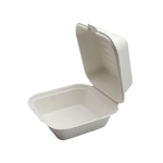 ENVASE DE FIBRA DE CAÑA(BAGAZO) CON TAPA BISAGRA PARA HAMBURGUESA 150X150X44