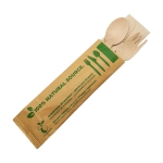 SET DE MADERA 4 EN 1 (SERVILLETA + TENEDOR + CUCHILLO + CUCHARA)
